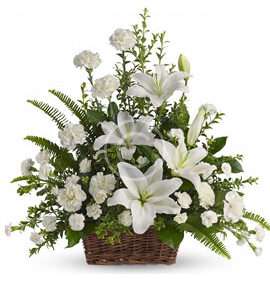 Peaceful White Lilies Basket